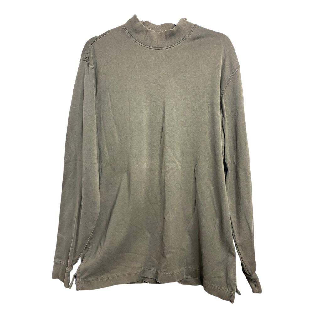 Scott Barber Men's L Green Mock Neck Long Sleeve Pima Cotton Luxury Shirt